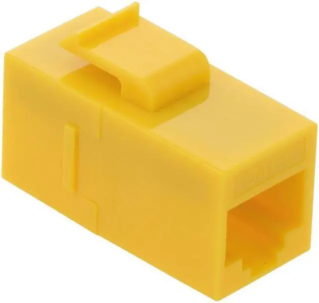 Alt view image 3 of 4 - NavePoint CAT6 UTP Inline Keystone Coupler, RJ45 Female to RJ45 Female, Snap-In, 10 pack, Yellow