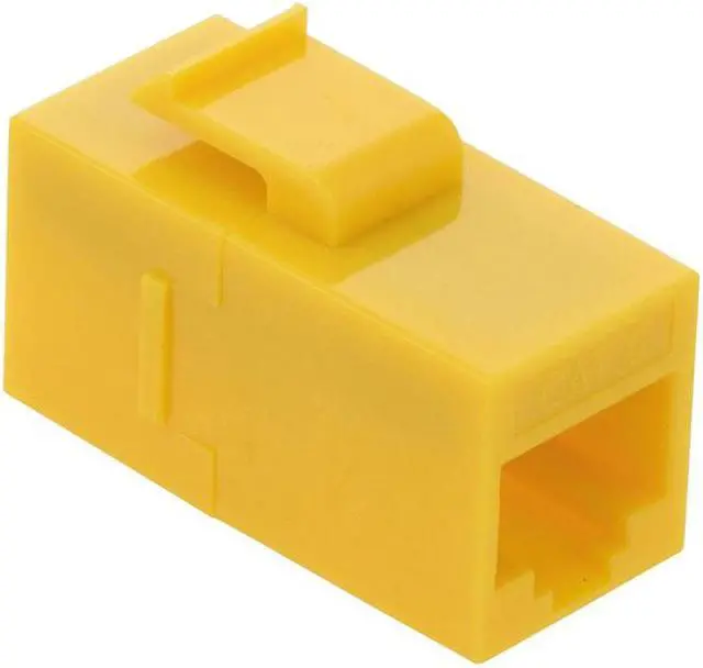 Alt view image 3 of 4 - NavePoint CAT6 UTP Inline Keystone Coupler, RJ45 Female to RJ45 Female, Snap-In, 25 pack, Yellow
