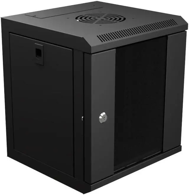 Alt view image 2 of 4 - NavePoint 11.8 in Wall Mount Network Cabinet, 6U, Glass, Black