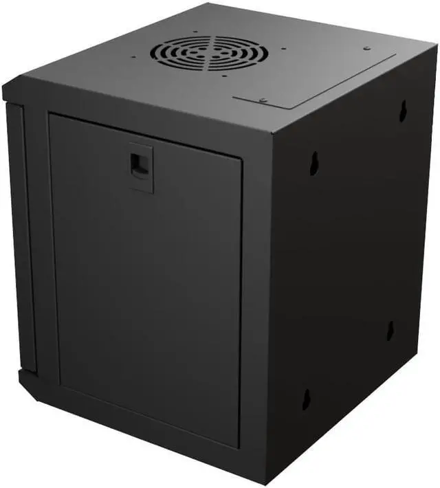 Alt view image 4 of 4 - NavePoint 11.8 in Wall Mount Network Cabinet, 6U, Glass, Black