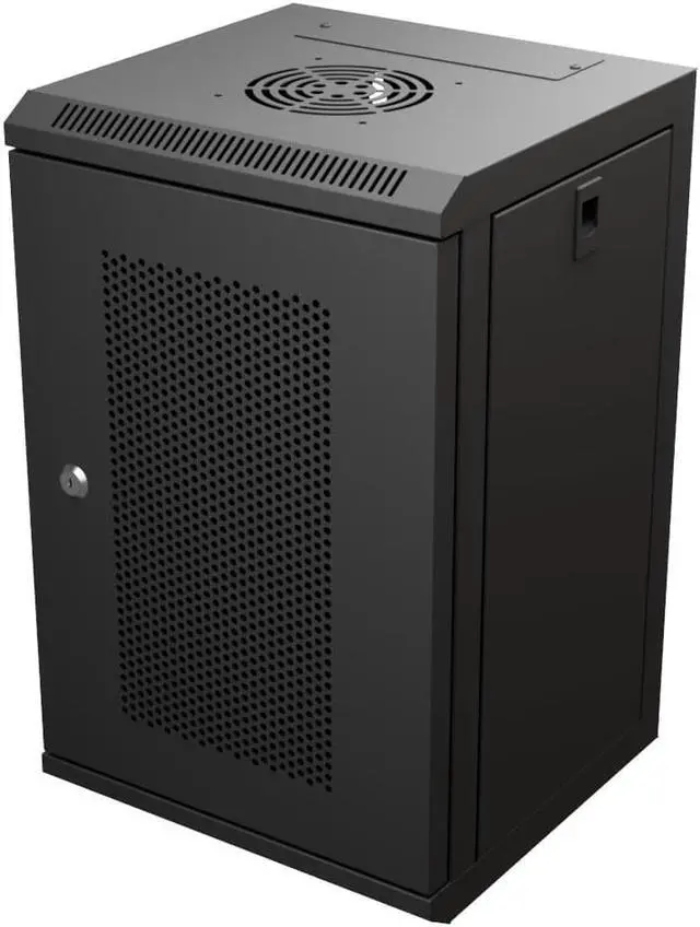 Alt view image 2 of 4 - NavePoint 11.8 in Wall Mount Network Cabinet, 9U, Perforated, Black
