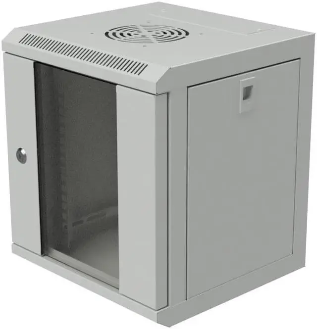 Alt view image 2 of 4 - NavePoint 11.8 in Wall Mount Network Cabinet, 6U, Glass, Gray