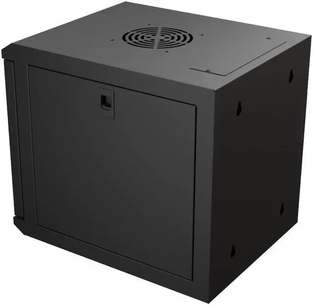 Alt view image 4 of 4 - NavePoint 6U 10 Inch Network Server Cabinet, 15.75 inch Deep, Glass Door, Black, Wall Mountable, 2 x Shelves, 1 x Blank Panel