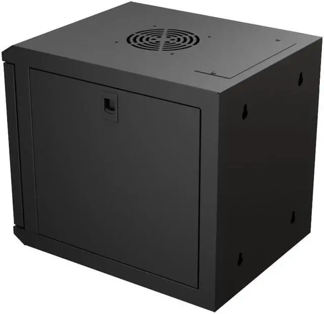 Alt view image 4 of 4 - NavePoint 6U 10 Inch Network Server Cabinet, 15.75 inch Deep, Perforated Door, Black, Wall Mountable, 2 x Shelves, 1 x Blank Panel
