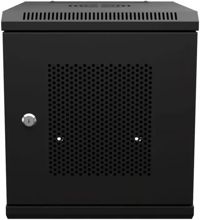 Main image of NavePoint 6U 10 Inch Network Server Cabinet, 15.75 inch Deep, Perforated Door, Black, Wall Mountable, 2 x Shelves, 1 x Blank Panel