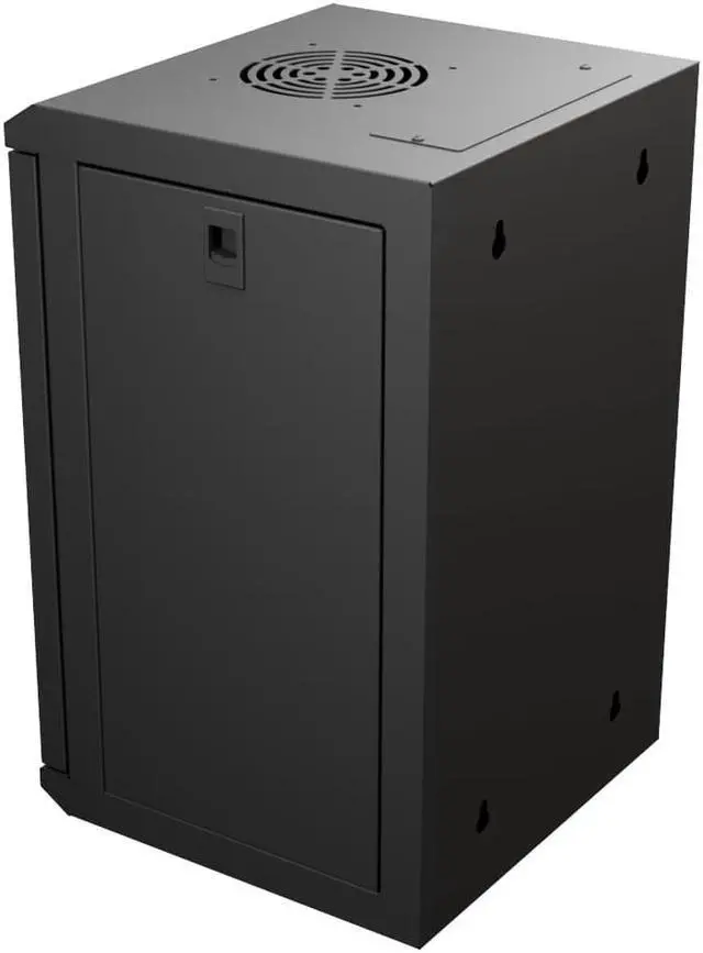 Alt view image 4 of 4 - NavePoint 9U 10 Inch Network Server Cabinet, 11.8 inch Deep, Perforated Door, Black, Wall Mountable, 2 x Shelves, 1 x Blank Panel