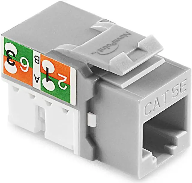 Main image of NavePoint 90 Degree Cat5e Keystone Jack, RJ45 Ethernet Connector, Type 110, Gray 25-Pack