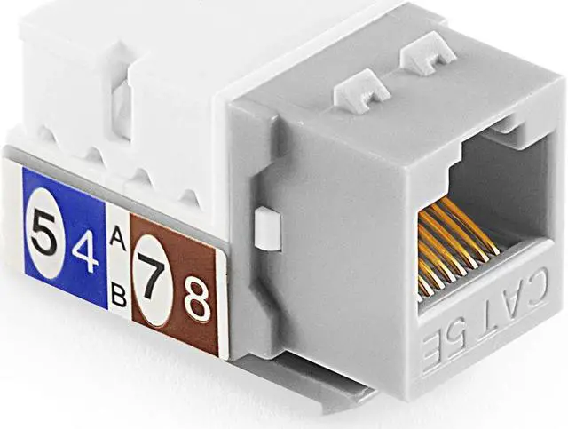 Alt view image 2 of 4 - NavePoint 90 Degree Cat5e Keystone Jack, RJ45 Ethernet Connector, Type 110, Gray 25-Pack