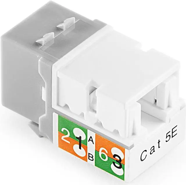 Alt view image 4 of 4 - NavePoint 90 Degree Cat5e Keystone Jack, RJ45 Ethernet Connector, Type 110, Gray 25-Pack