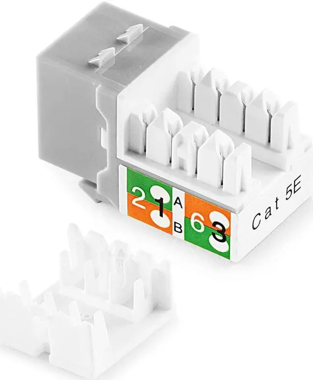 Alt view image 3 of 4 - NavePoint 90 Degree Cat5e Keystone Jack, RJ45 Ethernet Connector, Type 110, Gray 25-Pack