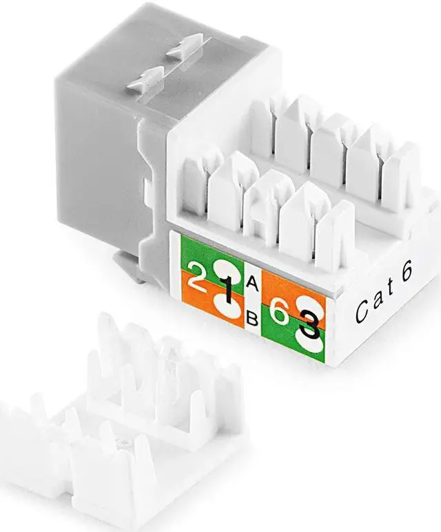 Alt view image 3 of 4 - NavePoint 90 Degree Cat6 Keystone Jack, RJ45 Ethernet Connector, Type 110, Gray 25-Pack