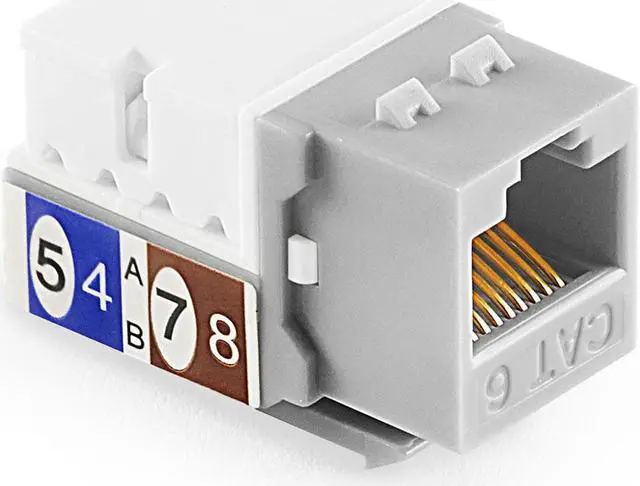 Alt view image 2 of 4 - NavePoint 90 Degree Cat6 Keystone Jack, RJ45 Ethernet Connector, Type 110, Gray 25-Pack
