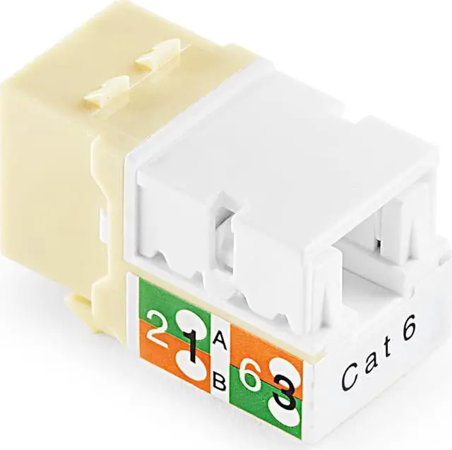 Alt view image 4 of 4 - NavePoint 90 Degree Cat6 Keystone Jack, RJ45 Ethernet Connector, Type 110, Ivory 25-Pack