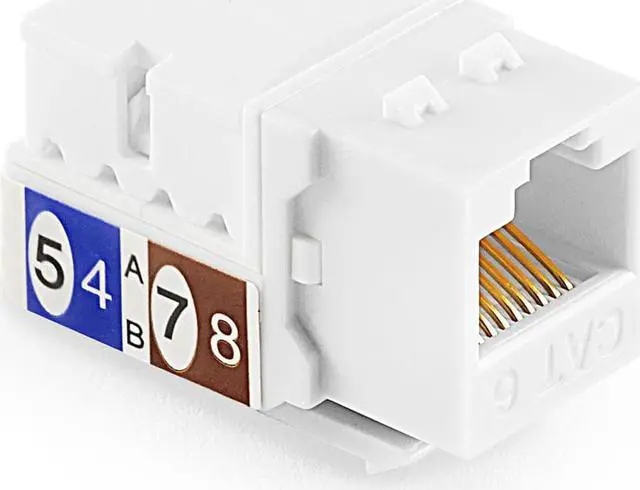 Alt view image 2 of 4 - NavePoint 90 Degree Cat6 Keystone Jack, RJ45 Ethernet Connector, Type 110, White 25-Pack