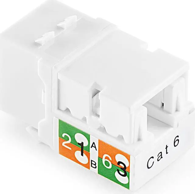 Alt view image 4 of 4 - NavePoint 90 Degree Cat6 Keystone Jack, RJ45 Ethernet Connector, Type 110, White 25-Pack