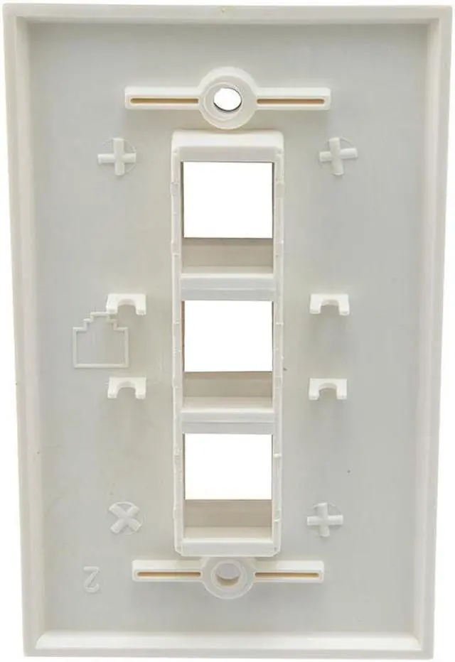 Alt view image 3 of 4 - NavePoint Snap-In Keystone Jack Flush Mount Wall Plate, ABS, 3-Port, White, 10-Pack