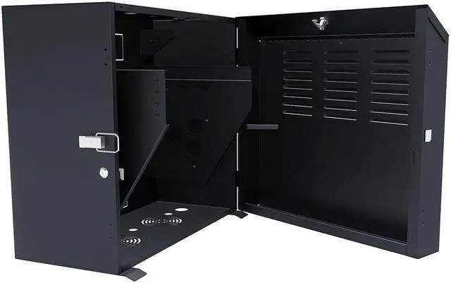 Alt view image 3 of 4 - NavePoint 8U Vertical Wall Mount Enclosure, Cold-Rolled Steel, Black (RAL9005) 16.7 inches (425mm) to 19.6 inches (500mm) Switch Depth, CE Compliant