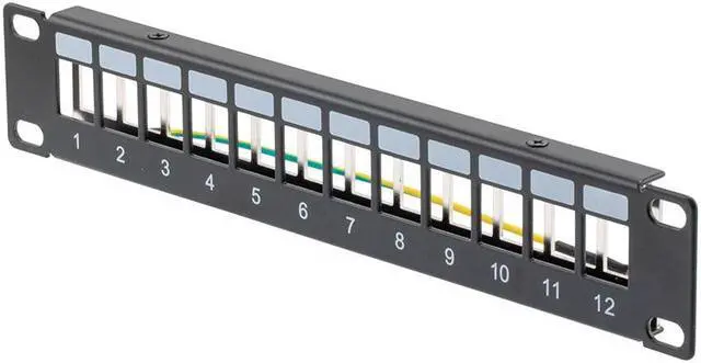 Main image of NavePoint 10 Inch Wide 12-Port Modular Patch Panel, 1U, Black