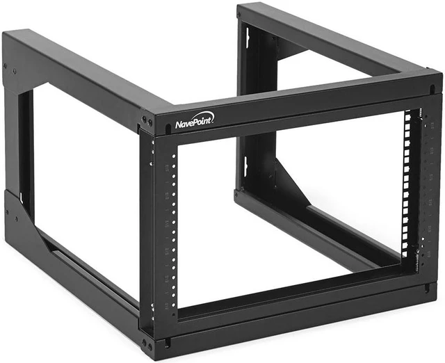 Main image of NavePoint 6U Wall Mount Open Frame Network Rack, Swing Out Hinged Gate,24 Inch Depth, Holds Network Servers and AV Equipment, Easy Rear Access to Equipment, Gate Opens 180 Degrees from Either Side