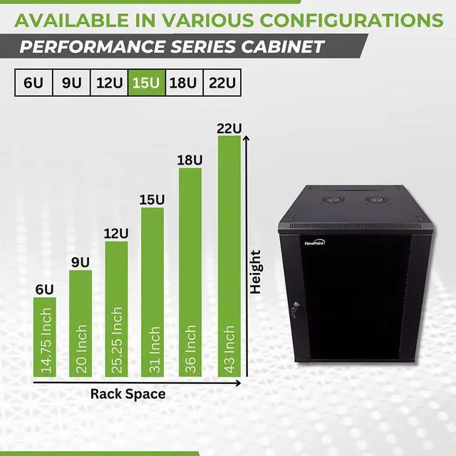Alt view image 3 of 4 - Navepoint 15U Networking Cabinet 600mm Depth with Casters, Shelves, Fans