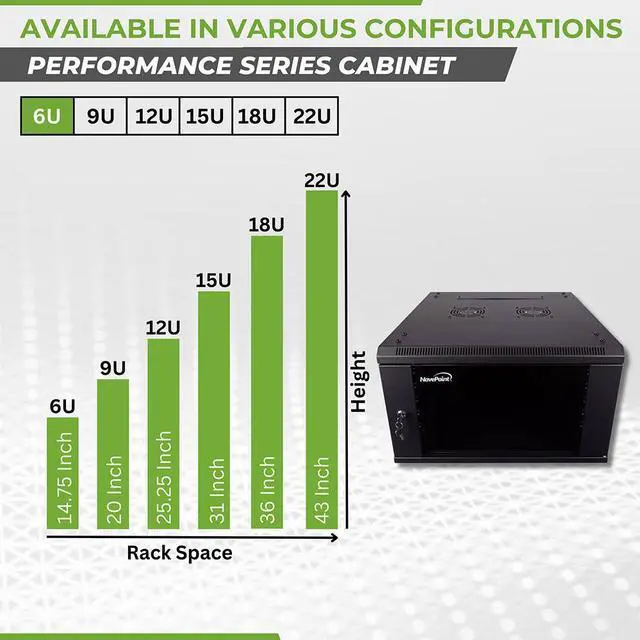 Alt view image 3 of 4 - Navepoint 6U Wallmount IT Networking Enclosure 600mm Depth with Fans