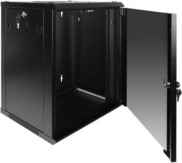 Alt view image 3 of 5 - NavePoint 12U Wall Mount  Consumer Series Server Cabinet Network Enclosure Locks, Fan