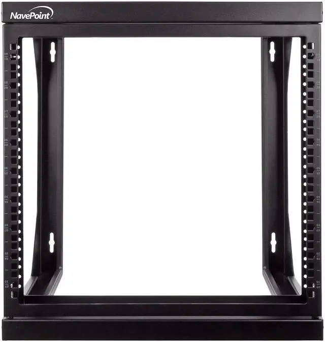 Main image of NavePoint 9U Wall Mount IT Open Frame 19" Rack with Swing Out Hinged Gate Black