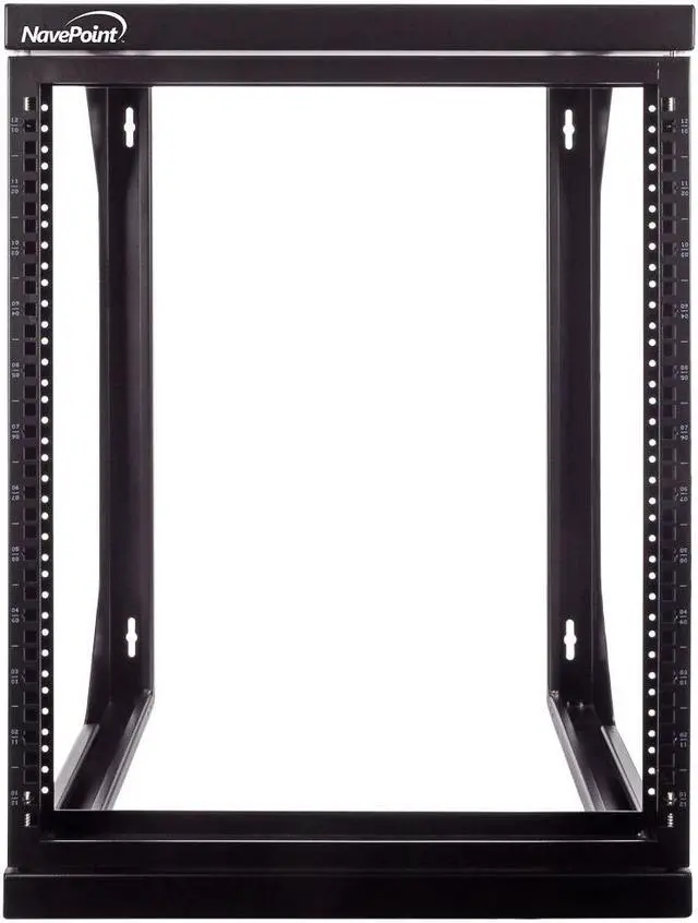 Main image of NavePoint 12U Wall Mount IT Open Frame 19" Rack with Swing Out Hinged Gate Black