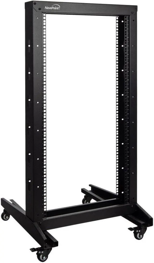 Main image of NavePoint 4ft Open Frame 19" 22U 2-Post Network Server Relay Rack Rolling with Casters