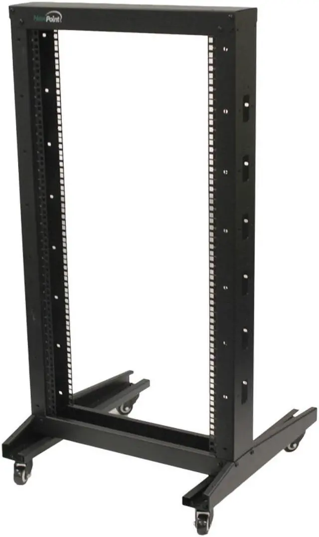 Alt view image 2 of 4 - NavePoint 4ft Open Frame 19" 22U 2-Post Network Server Relay Rack Rolling with Casters