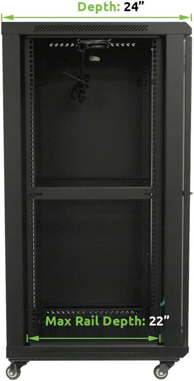 Alt view image 2 of 4 - Navepoint 22U Networking Cabinet 600mm Depth with Casters, Shelves, Fans