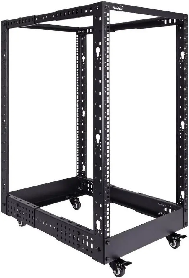 Main image of Navepoint 18U Professional 4-Post IT Open Frame Server Network Relay Rack Black