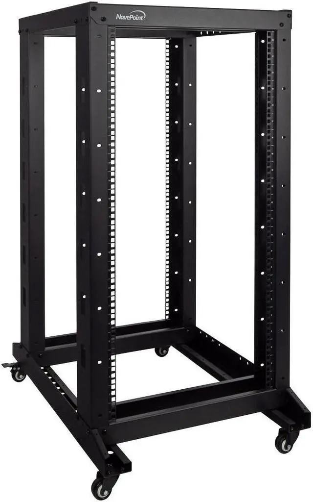 Main image of NavePoint 22U Professional 4-Post IT Open Frame Server Network Relay Rack 800mm Casters Black