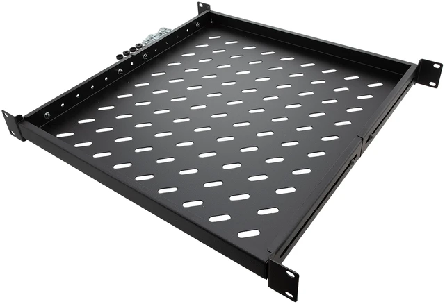 Alt view image 4 of 5 - Navepoint 1U 19-Inch Fixed 4-Post Rack Mount Server Shelf With Adjustable Depth From 18 - 29" Black