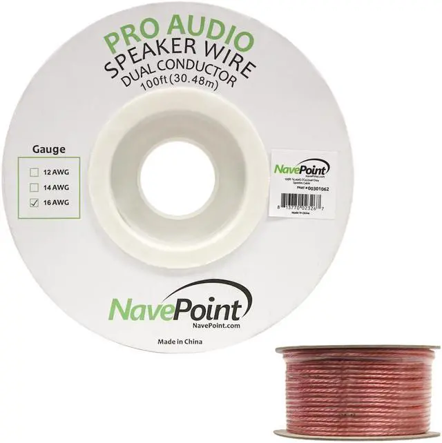 Alt view image 2 of 2 - NavePoint 100ft In Wall Audio Speaker Cable Wire CL2 16/2 AWG Gauge 2 Conductor Bulk X 4