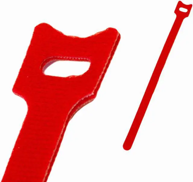 Main image of NavePoint 10 Inch Hook and Loop Reusable Strap Cable Cord Wire Ties 25 Pack Red