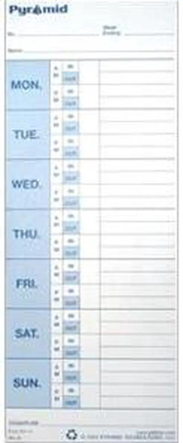 Main image of Pyramid Time Card for Models 1000 & 2000