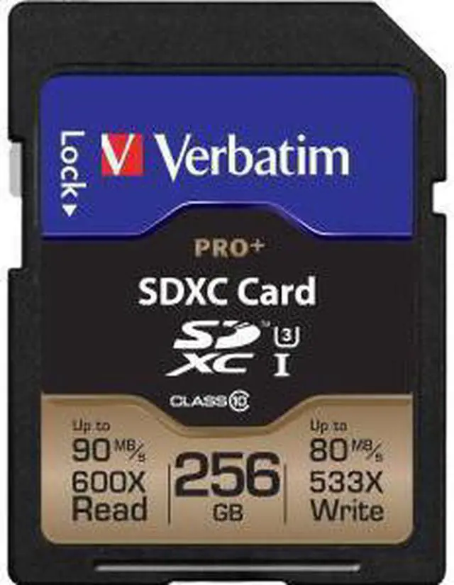 Alt view image 12 of 20 - Verbatim Memory Card SDXC 90MB/s Read Speed 256GB BK/GD 99141