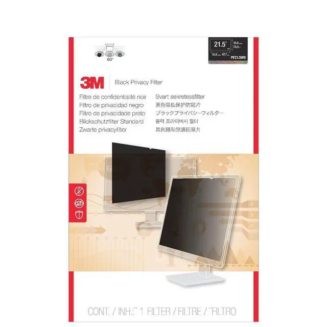 Alt view image 4 of 8 - 3M PF21.5W9 Privacy Screen Filter - 21.5 inch - Widescreen LCD - 16:9 - Black