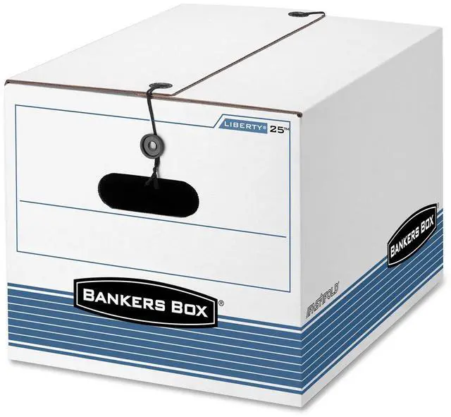 Alt view image 10 of 20 - Bankers Box STOR/FILE Extra Strength Storage Box Letter/Legal White/Blue 12/Carton 00025