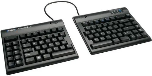 Alt view image 3 of 3 - PC keyboard with V-lifters to adjust the slope of the keyboard in combination with palm rests to ensure wrist remain neutral and computing is comfortable.