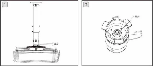 Alt view image 2 of 12 - Height Adjustable heavy-duty ceiling projector mount for projectors with large-diameter mount holes max 15in (380mm). Projector max weight 55.1 lbs (25 Kg)