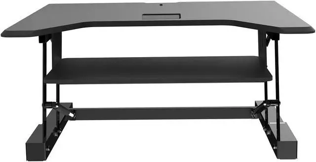 Alt view image 7 of 7 - EZRiser36 Height Adjustable Sit/Stand Desk Computer Riser, 36" wide with Keyboard Tray - Black Finish