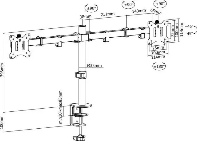 Alt view image 3 of 12 - Amer Networks, Inc 2EZCLAMP Tilting Dual Mount Clamp Base