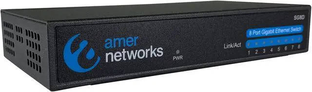 Main image of 8-Port Unmanaged Gigabit Ethernet Switch 8 x 10/100/1000Mbps RJ45 Auto MDI/MDIX | Amer Networks