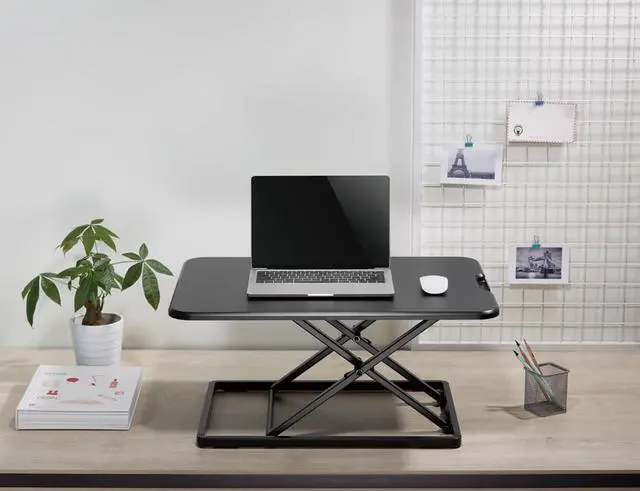 Alt view image 7 of 9 - Amer Mounts EZUP2619 | Ultra-Slim Height Adjustable Sit/Stand Workstation Desk | Black 26.4" Wide Tabletop  | 1.8" Low-Profile Design