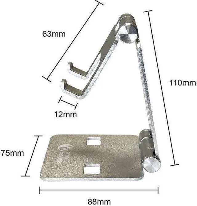 Alt view image 2 of 4 - Amer Mounts Simplicity Folding Phone Stand (Bright Aluminum)
