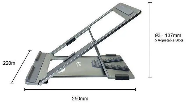 Alt view image 4 of 7 - Amer Mounts Flat Folding Laptop/Tablet Stand (Dark Aluminum Edition)