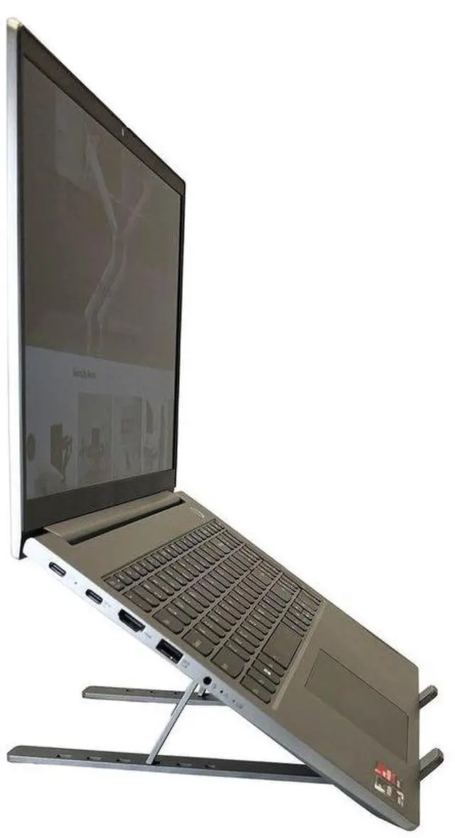 Alt view image 4 of 5 - Amer Mounts Compact Folding Laptop/Tablet Stand and Travel Bag (Dark Aluminum Edition) Weight Supported 5kg (11lbs) AMRNS02DG