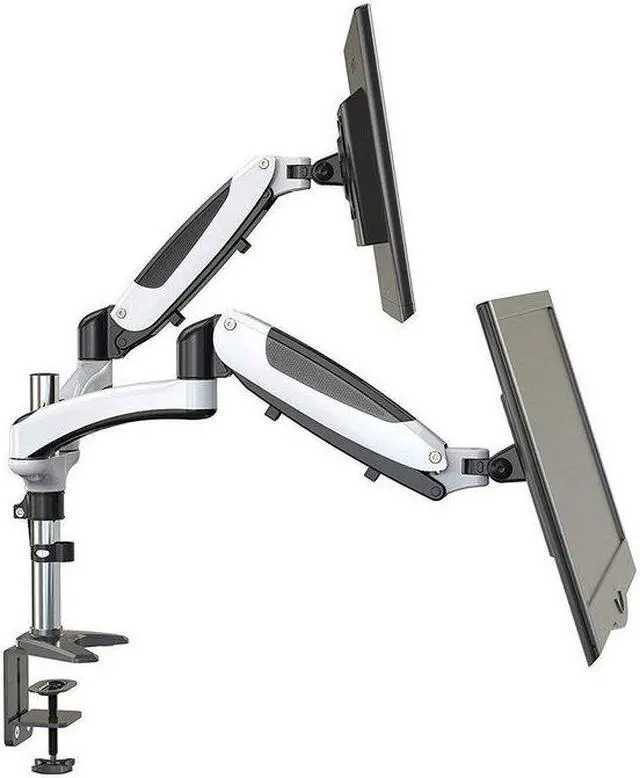 Alt view image 12 of 14 - Amer Mounts Dual Articulating Monitor Mount. Clamp Base. Supports 15 to 28" monitors.